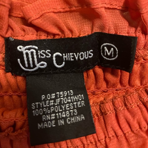 Miss Chevious Stretchy Crop Top semi Sheer Long Sleeve Size M Rust - Picture 9 of 9